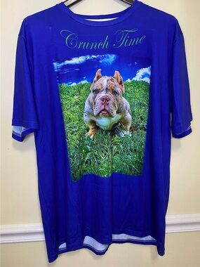 Crunch Time Blue Graphic Tee with Bulldog Print